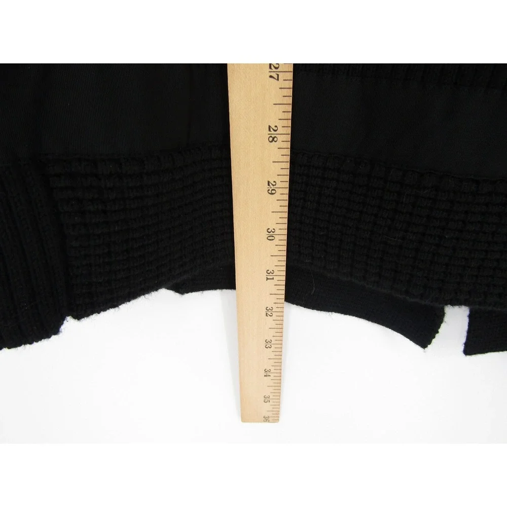 Athleta Cardigan Sweater‎ Medium Black Merino Wool Blend Asymmetric Motto Sporty